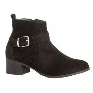 New Cloudwalkers Darla Black Quilted Side Buckle Ankle Boot 9.5 Wide 9.5W